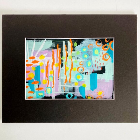 Land of Many Moons Original Mixed Media Wall Art Painting 8x10in Matted - Picture 5 of 7